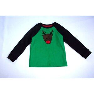 Lightning Bug Kids Christmas Reindeer Long Sleeve Shirt Green 3T NWT $30